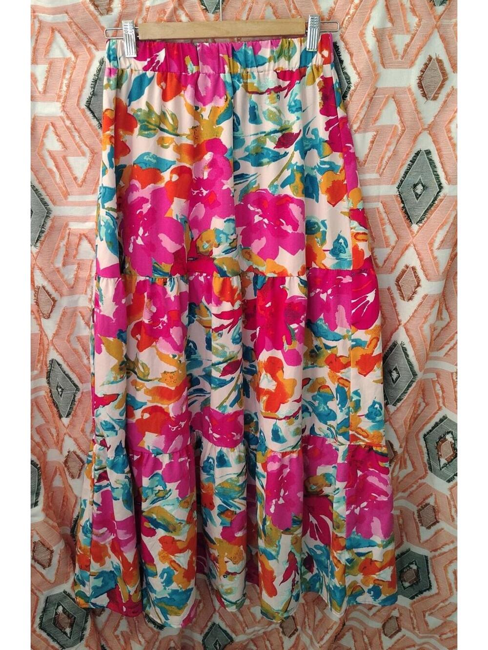 Shein Floral Print Maxi Skirt Size Small Women's‎ Whimsical Cottage Core